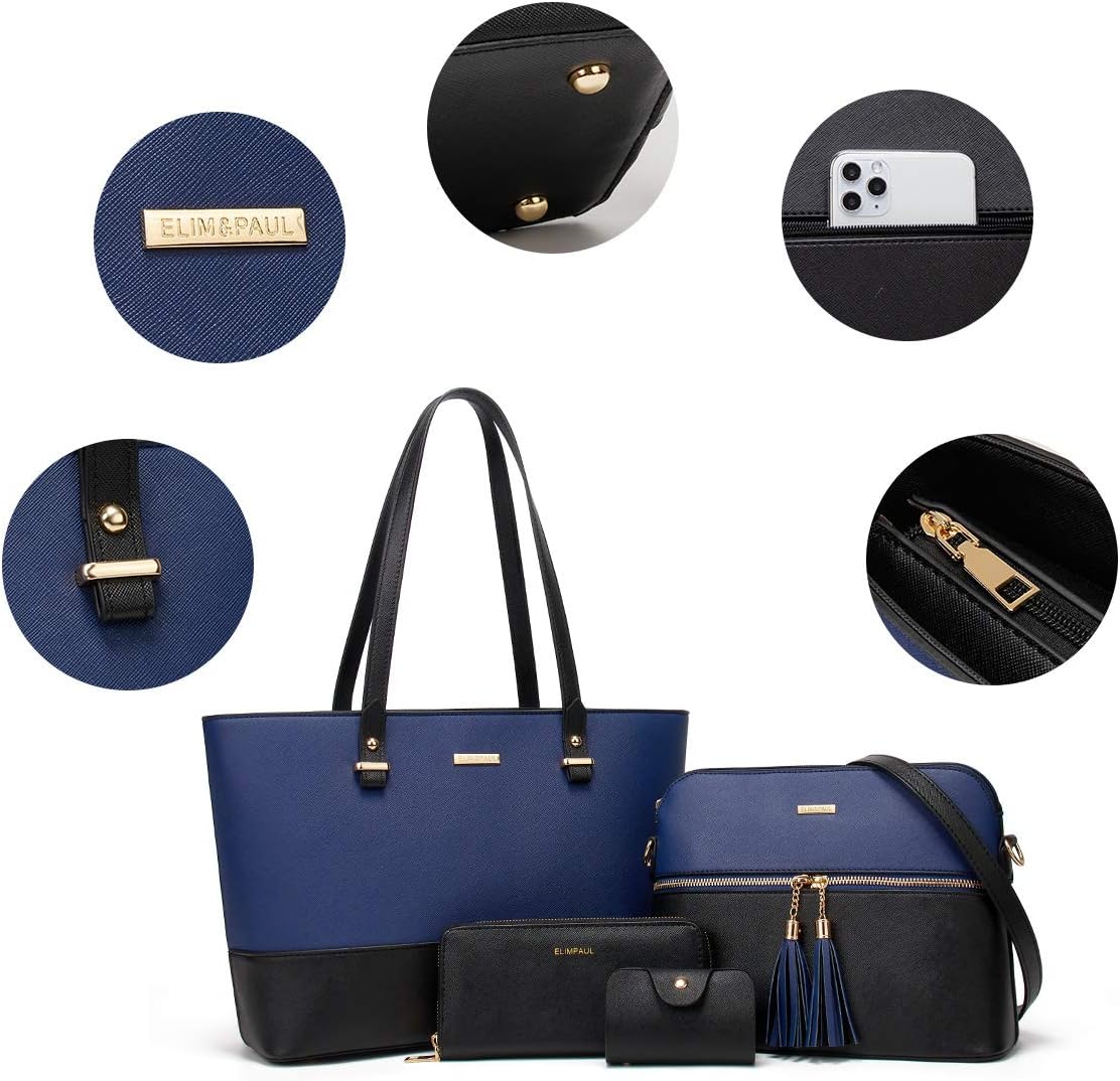 Women Fashion Synthetic Leather Handbags Tote Bag Shoulder Bag Top Handle Satchel Purse Set 4pcs review